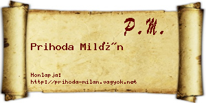 Prihoda Milán névjegykártya
